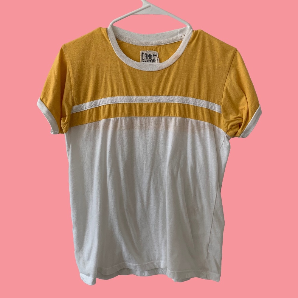 Yellow and white top